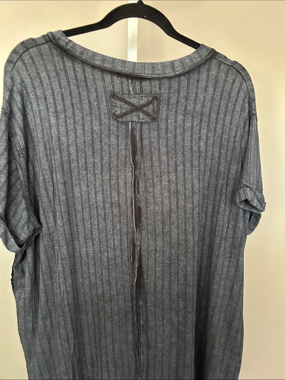 Zenana Outfitters Dark Gray Ribbed Short Sleeve Tee - Picture 4 of 4